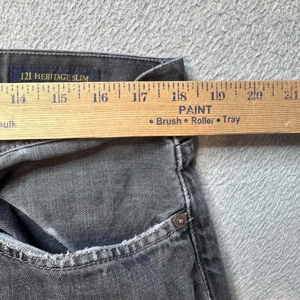 Lucky Brand Jeans‎ Mens 36x32 Gray 121 Heritage Slim Distressed Button Fly Denim